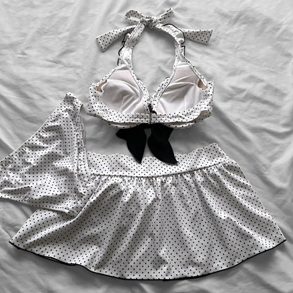 L size•White polka dots bikini Set