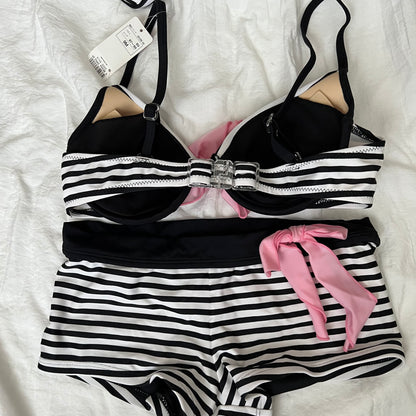 Women's Striped Bikini-Tankini shorts set