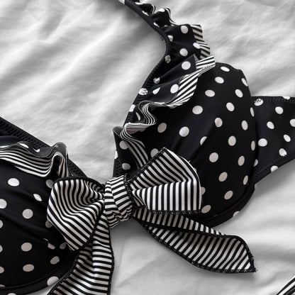 M size•Black dots & stripes bikini Set