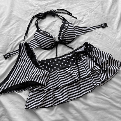 M size•Black dots & stripes bikini Set