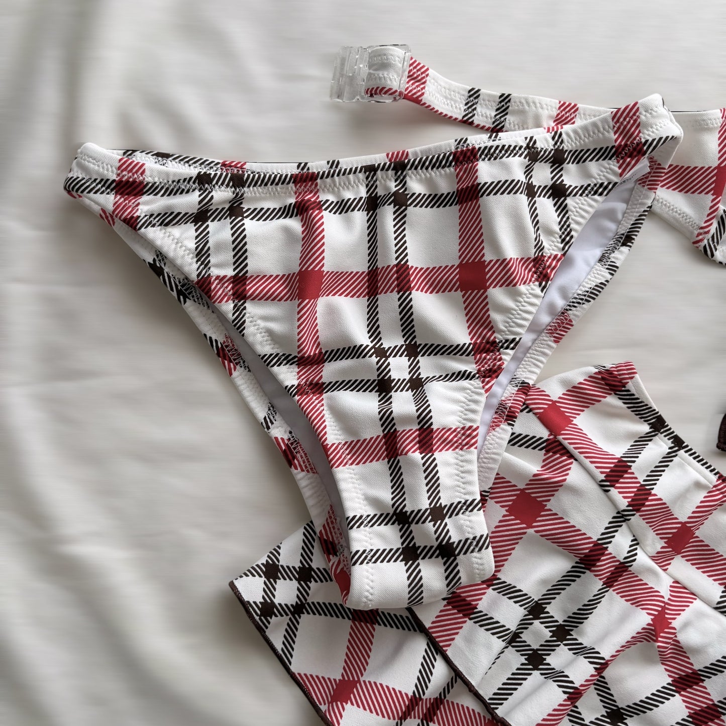 M size•Red & white plaid bikini Set