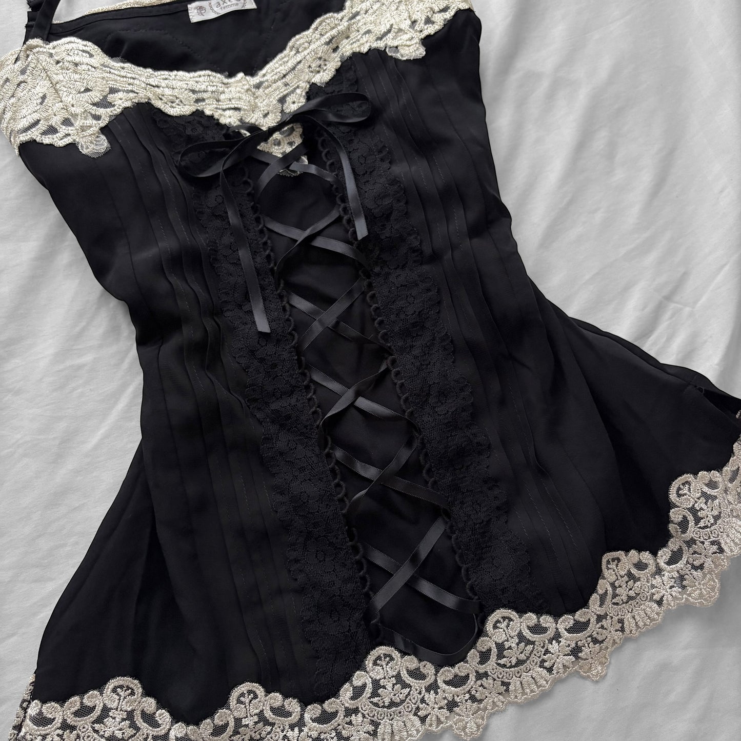 ‘Axes Femme’ Black & Lace Corset Top