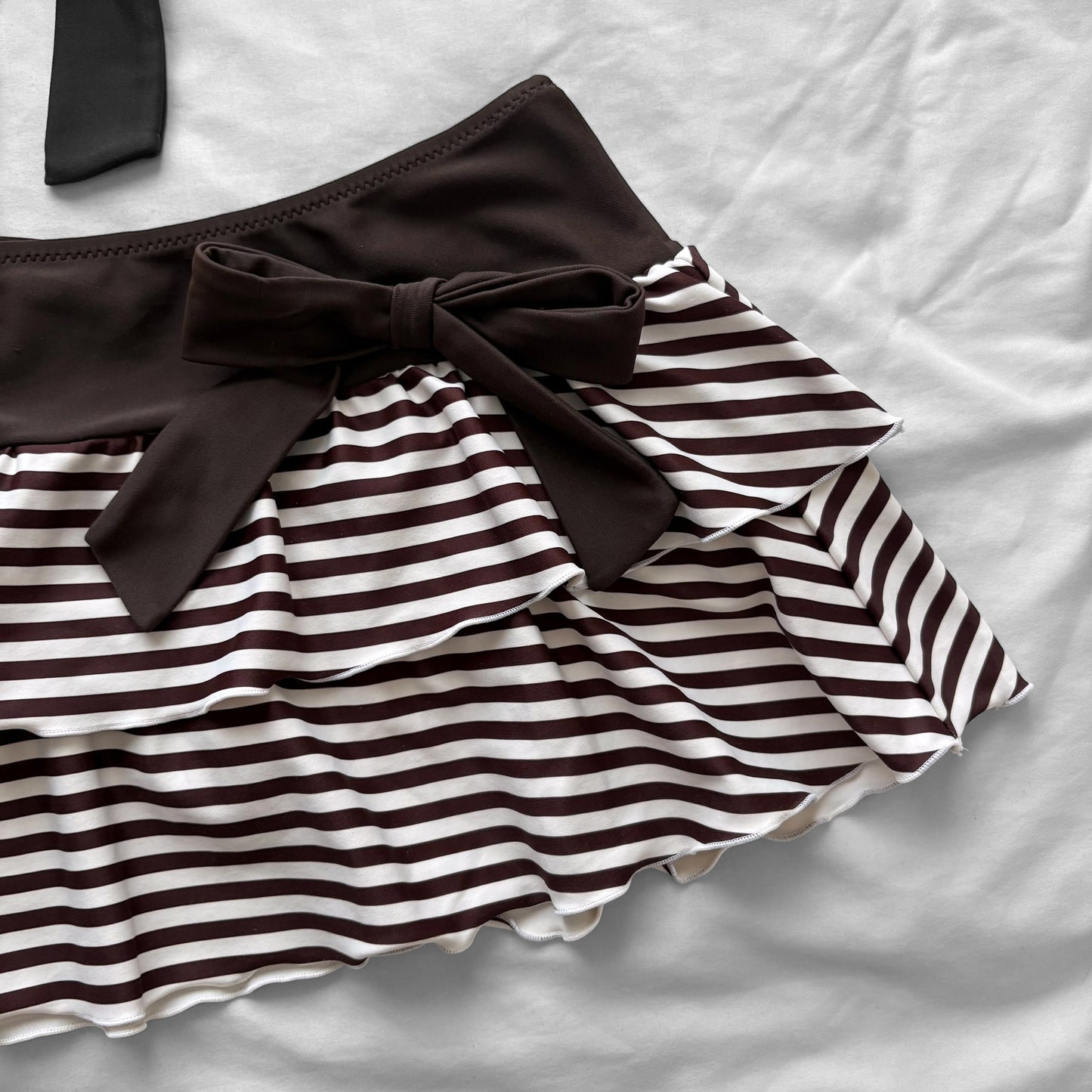 L size•Brown & White stripes bikini Set