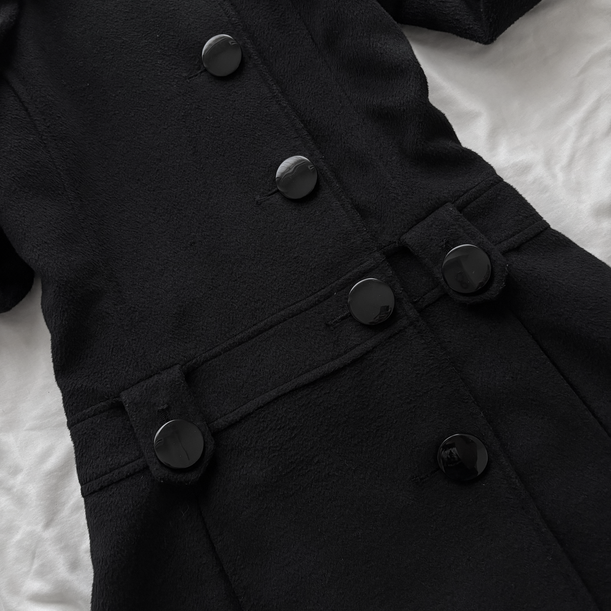 Black Long Button Front Coat