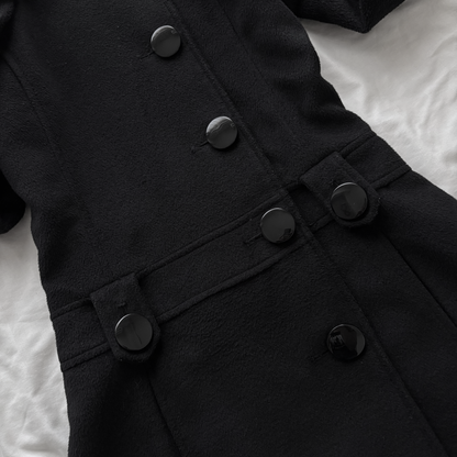 Black Long Button Front Coat