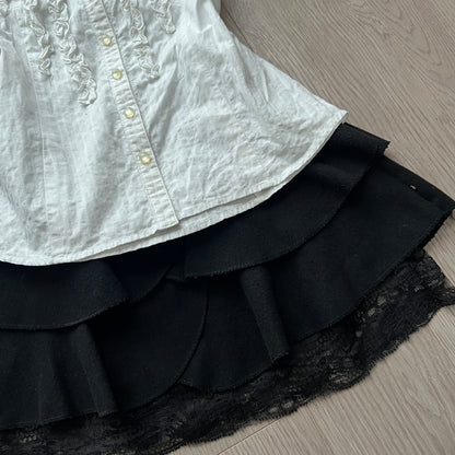 Black layers lace skirt