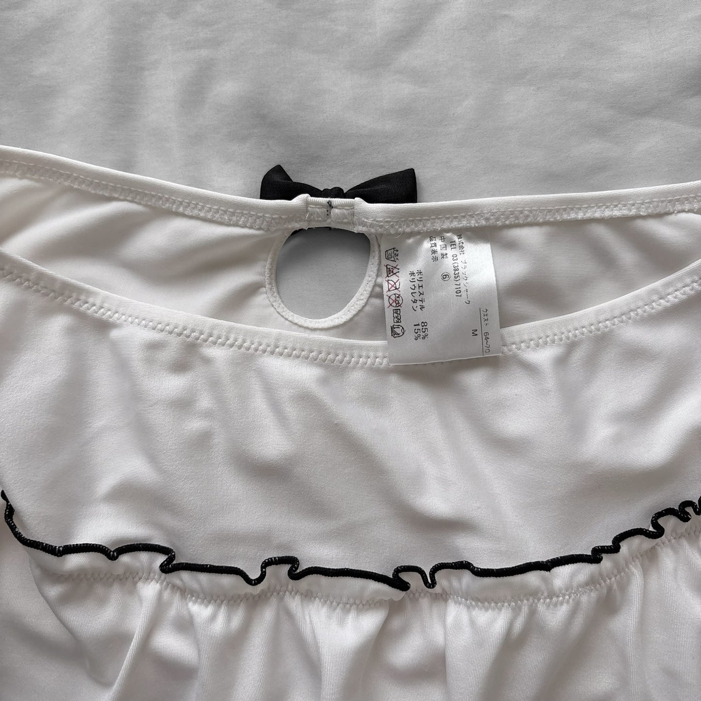 M size•White & Black lace trim bikini Set