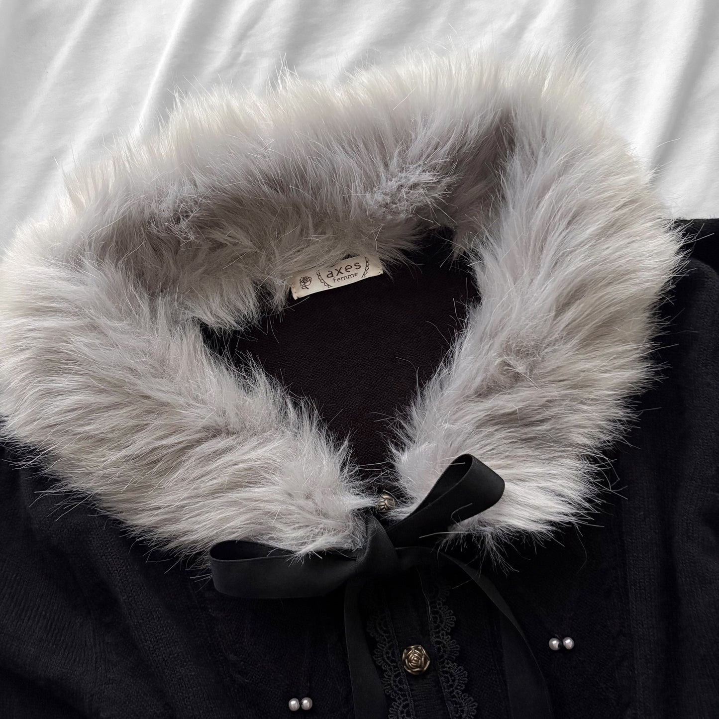 ‘Axes Femme’ Cardigan Top with Faux Fur