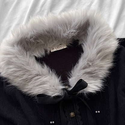 ‘Axes Femme’ Cardigan Top with Faux Fur
