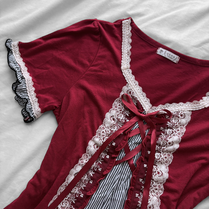 ‘Axes Femme’ Corset Cherry Red Top