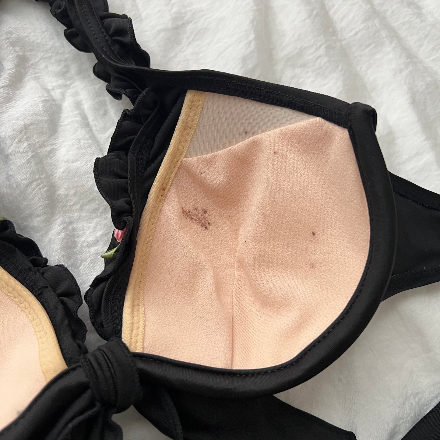 L size•Black flower coquette bikini Set