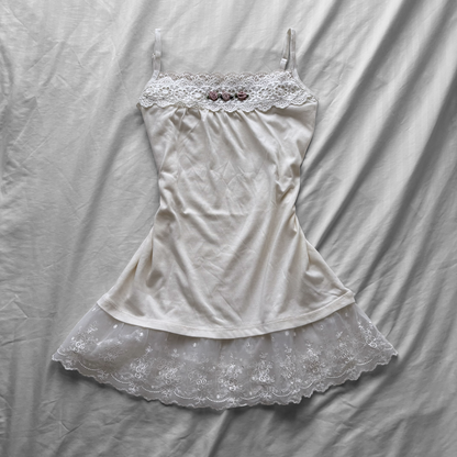 ‘Axes Femme’ White Lace & Roses Cami