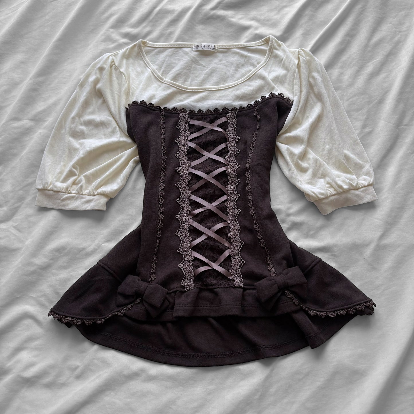 ‘Axes Femme’ Brown & Creamy Corset Top