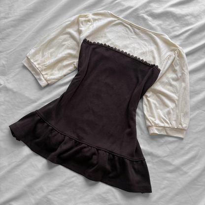 ‘Axes Femme’ Brown & Creamy Corset Top