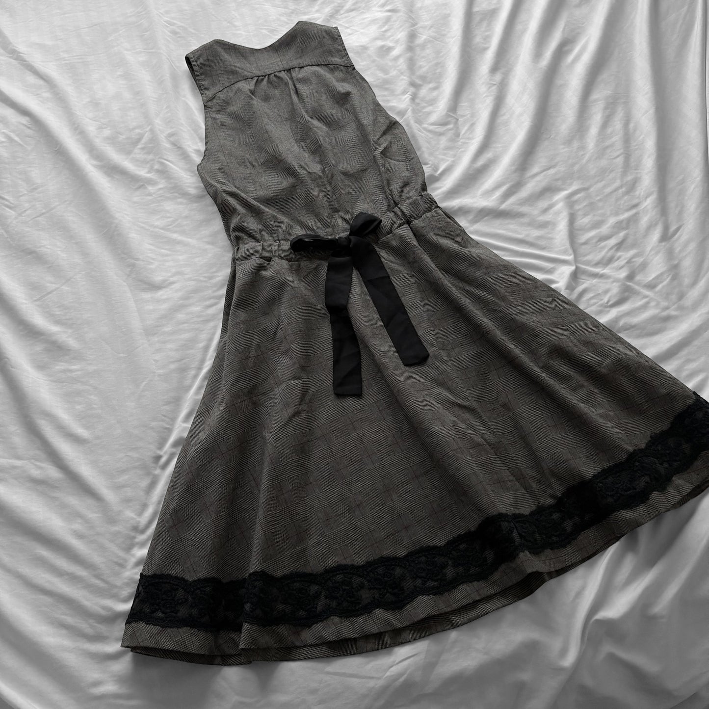 ‘Axes Femme’ Grey Plaid Gothic Dress