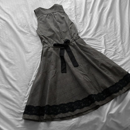 ‘Axes Femme’ Grey Plaid Gothic Dress