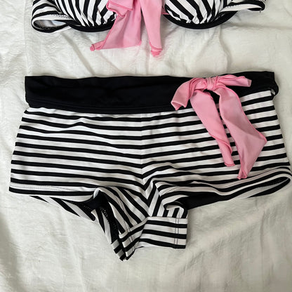 Women's Striped Bikini-Tankini shorts set