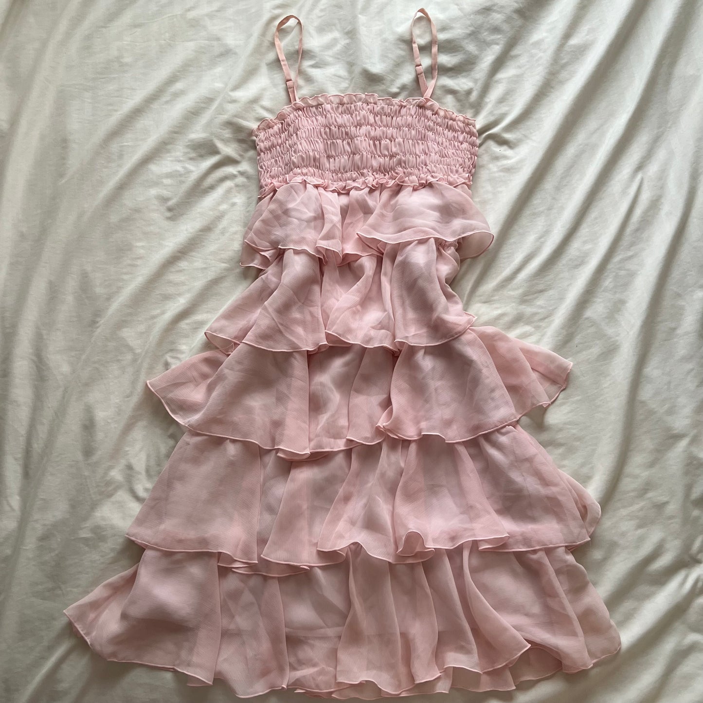 Pink frill layered dress