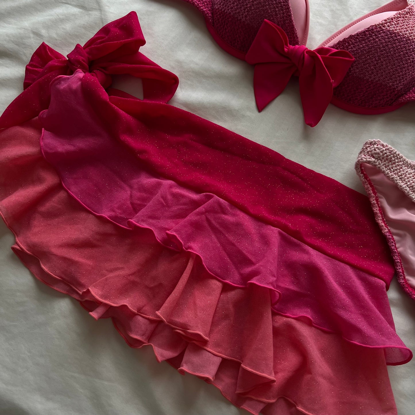 Layered sparkle pink bikini set