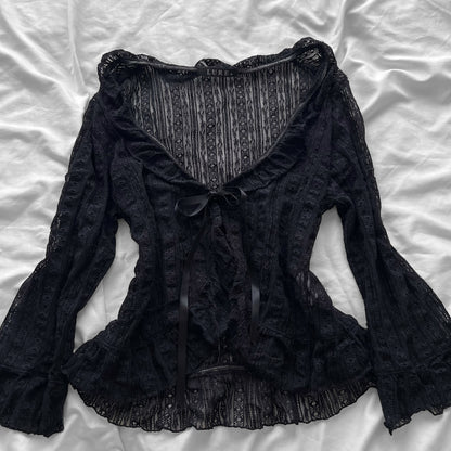 Lace ribbon cardigan