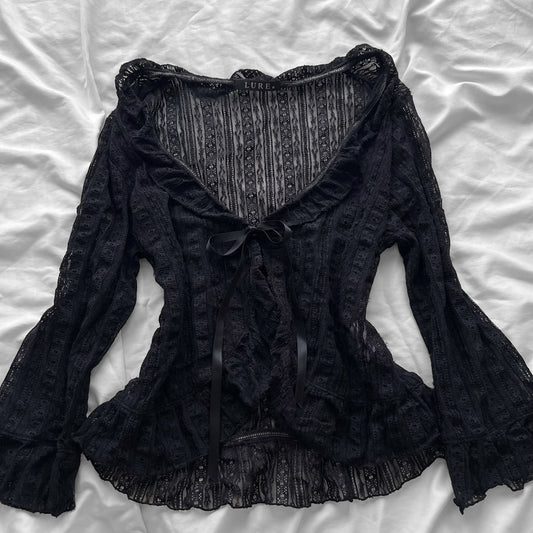 Lace ribbon cardigan