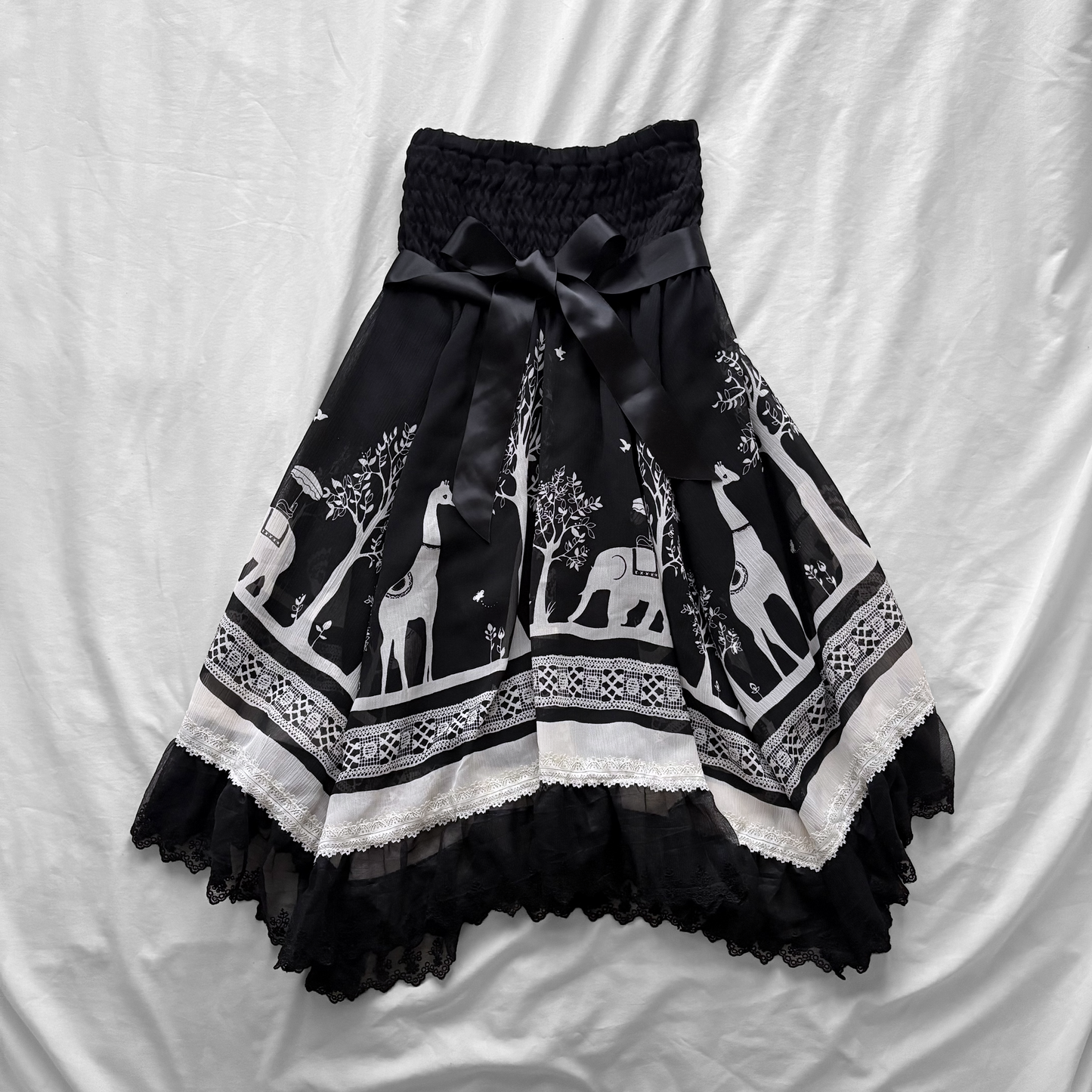 Black Animal Print Strapless Dress