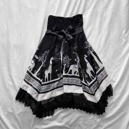 Black Animal Print Strapless Dress