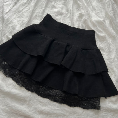 Black layers lace skirt