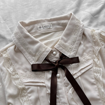 ‘Axes Femme’ Creamy Lace & Frills Top