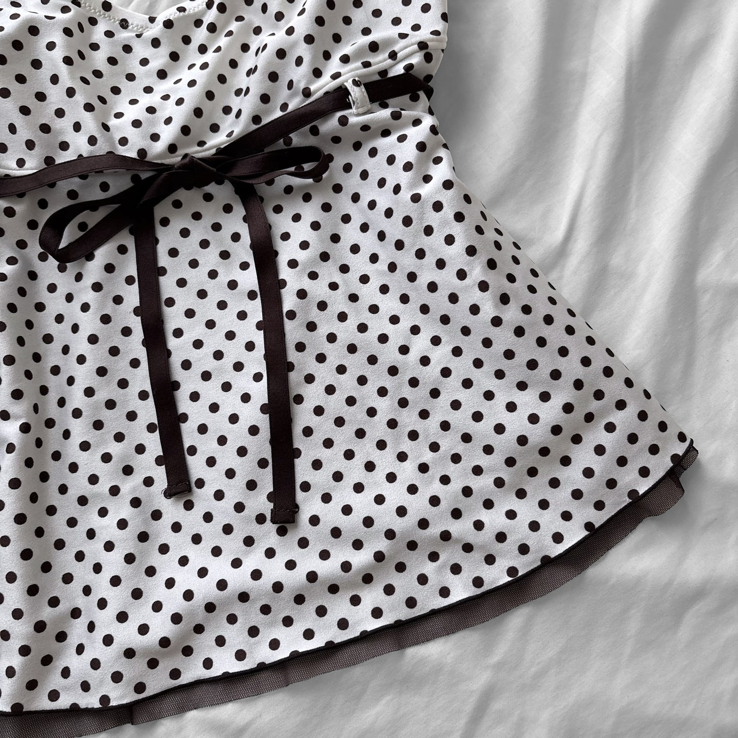 M size•White& Brown polka dot bikini Set