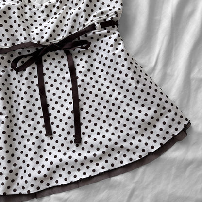 M size•White& Brown polka dot bikini Set