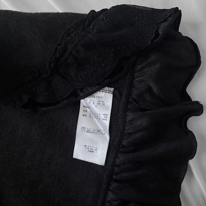 ‘Axes Femme’ Black Cardigan Top With Lace