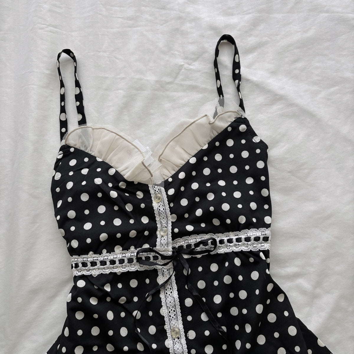 Black Polka Dot & ruffles Camisole