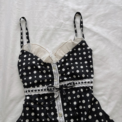 Black Polka Dot & ruffles Camisole