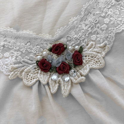 ‘Axes Femme’ Top with Lace and Roses