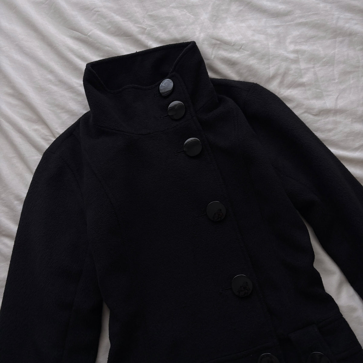 Black Long Button Front Coat