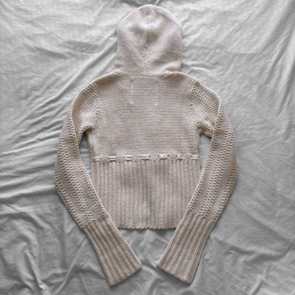 Abercrombie Cream Knit Hooded Cardigan