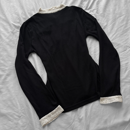‘Axes Femme’ Long Sleeve Black Top & dreamy lace