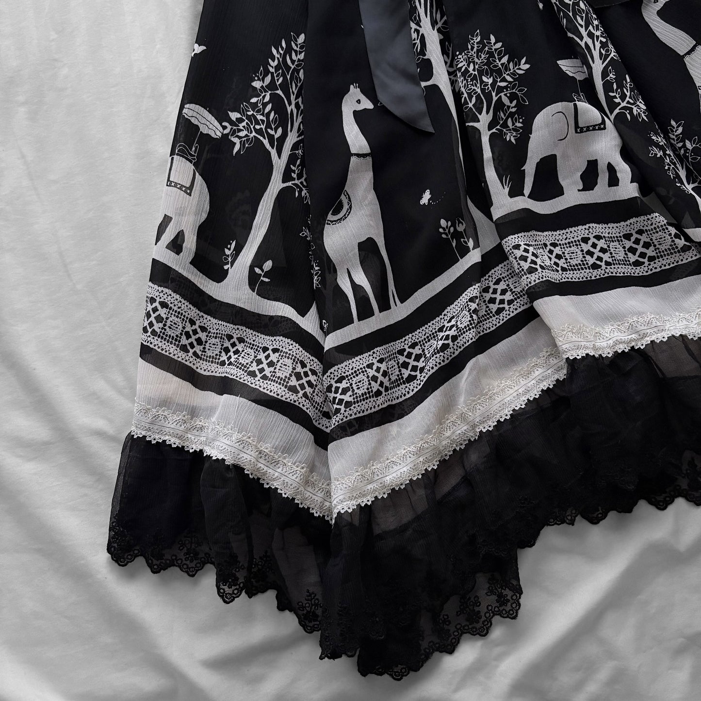 Black Animal Print Strapless Dress