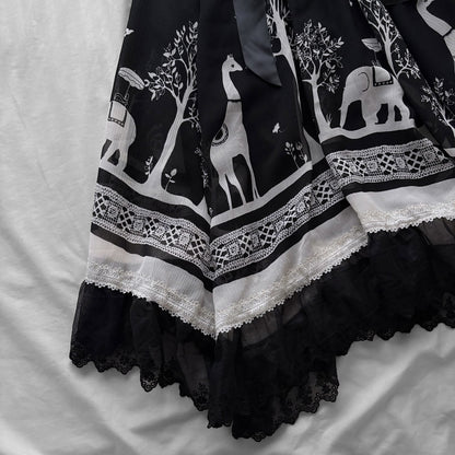 Black Animal Print Strapless Dress