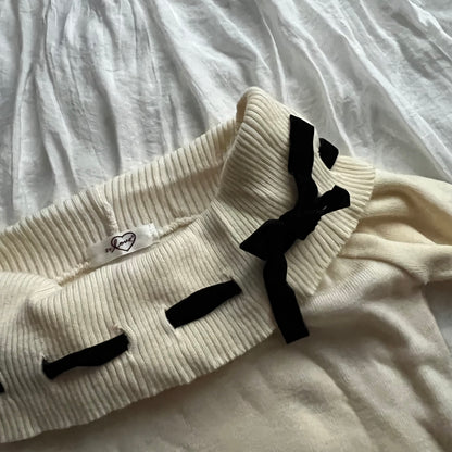 Ribbon neck Sweater