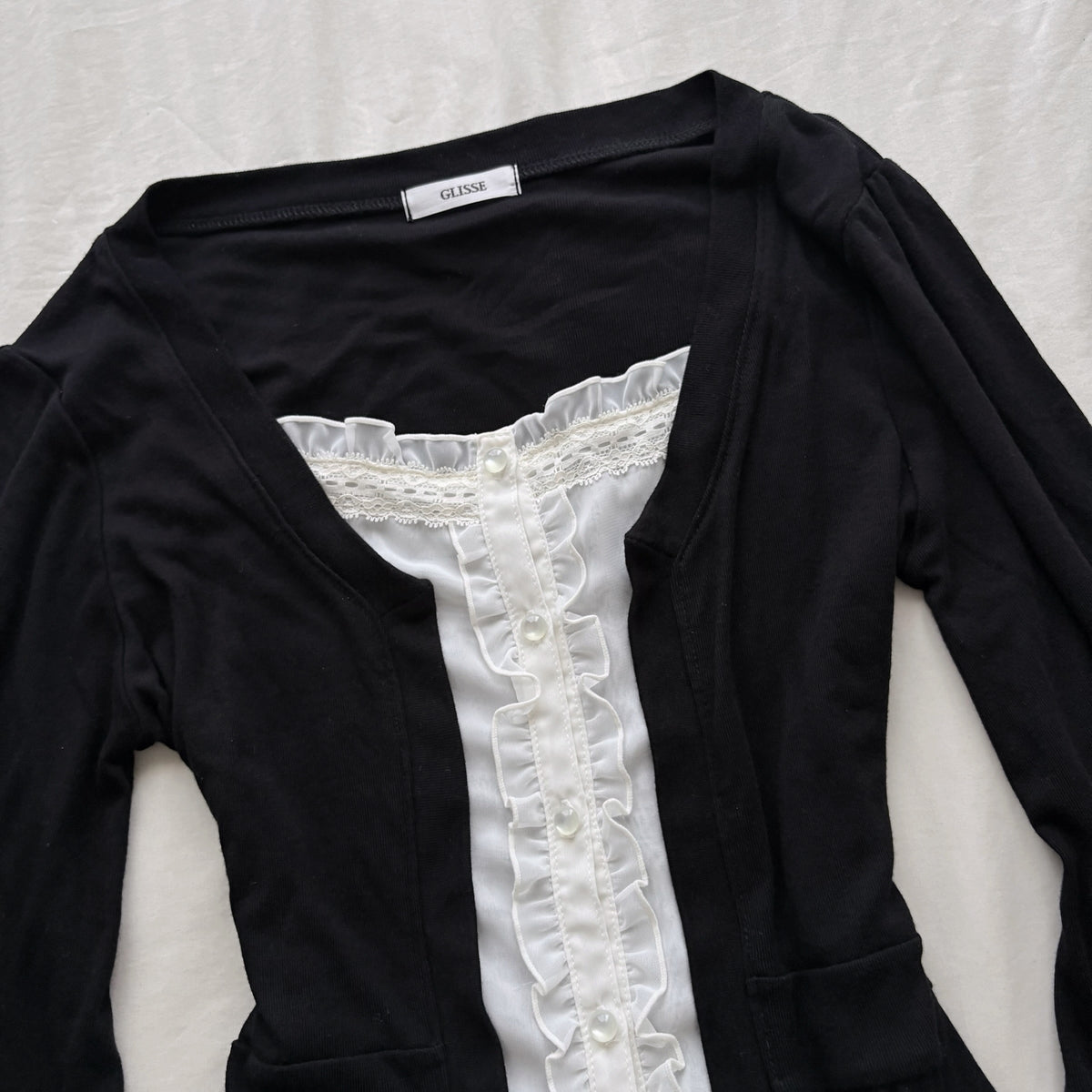 Black Top with Lace & ruffles