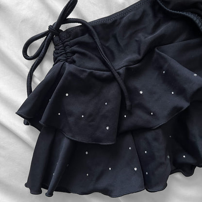 S size•Black frills bikini Set