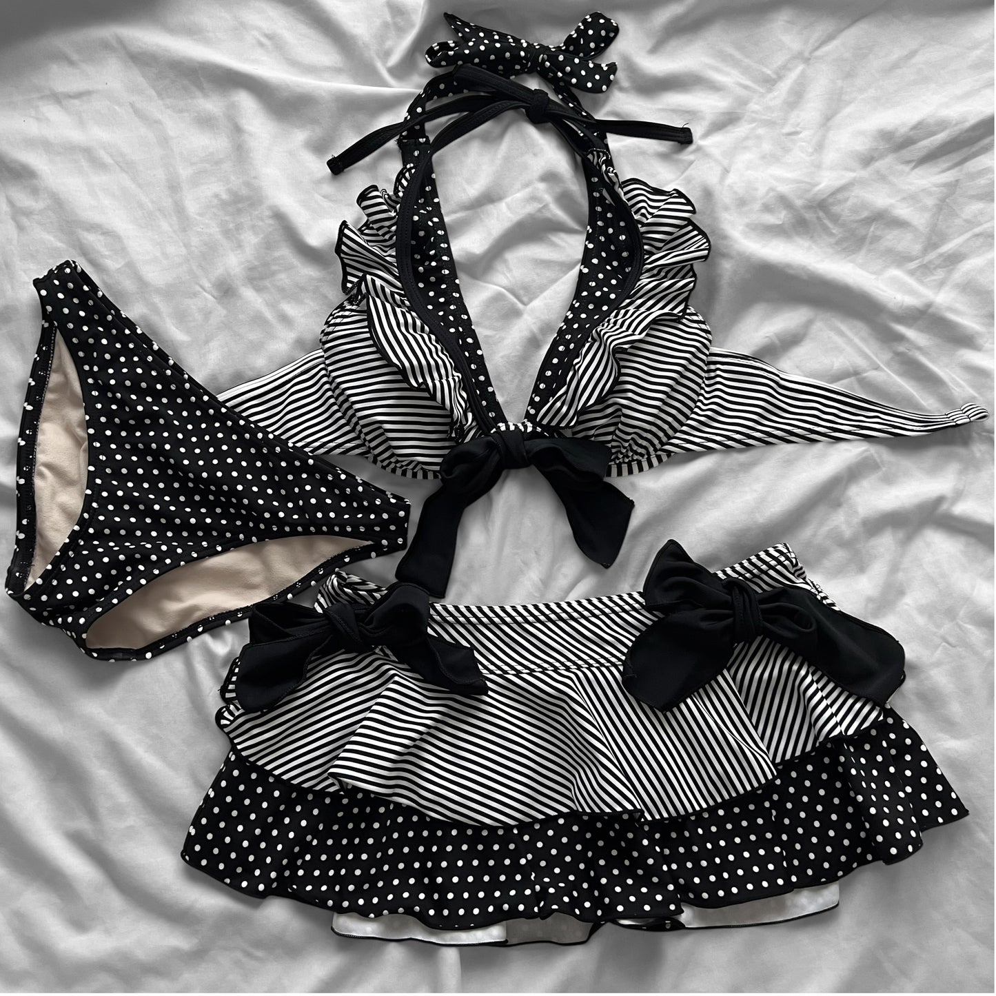 M size•Black dots & stripes bikini Set