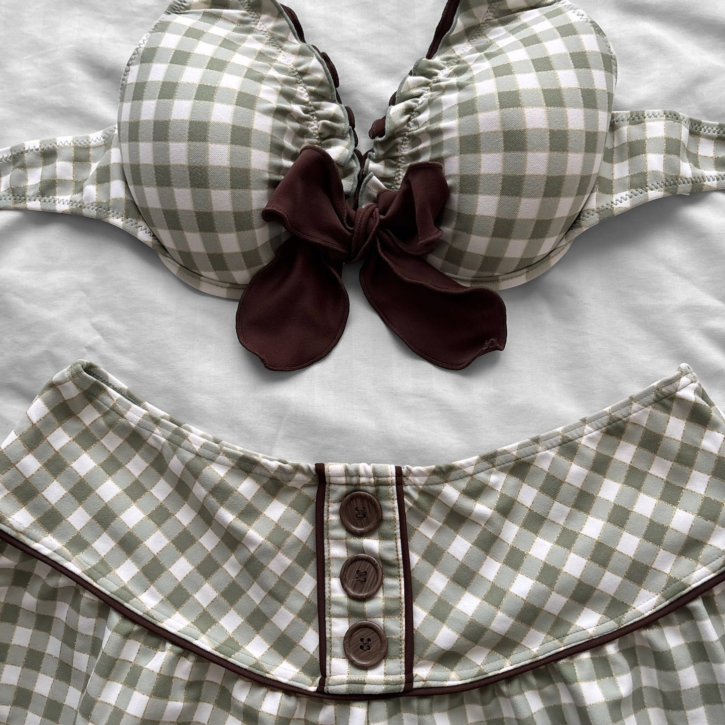 M size•green plaid bikini Set