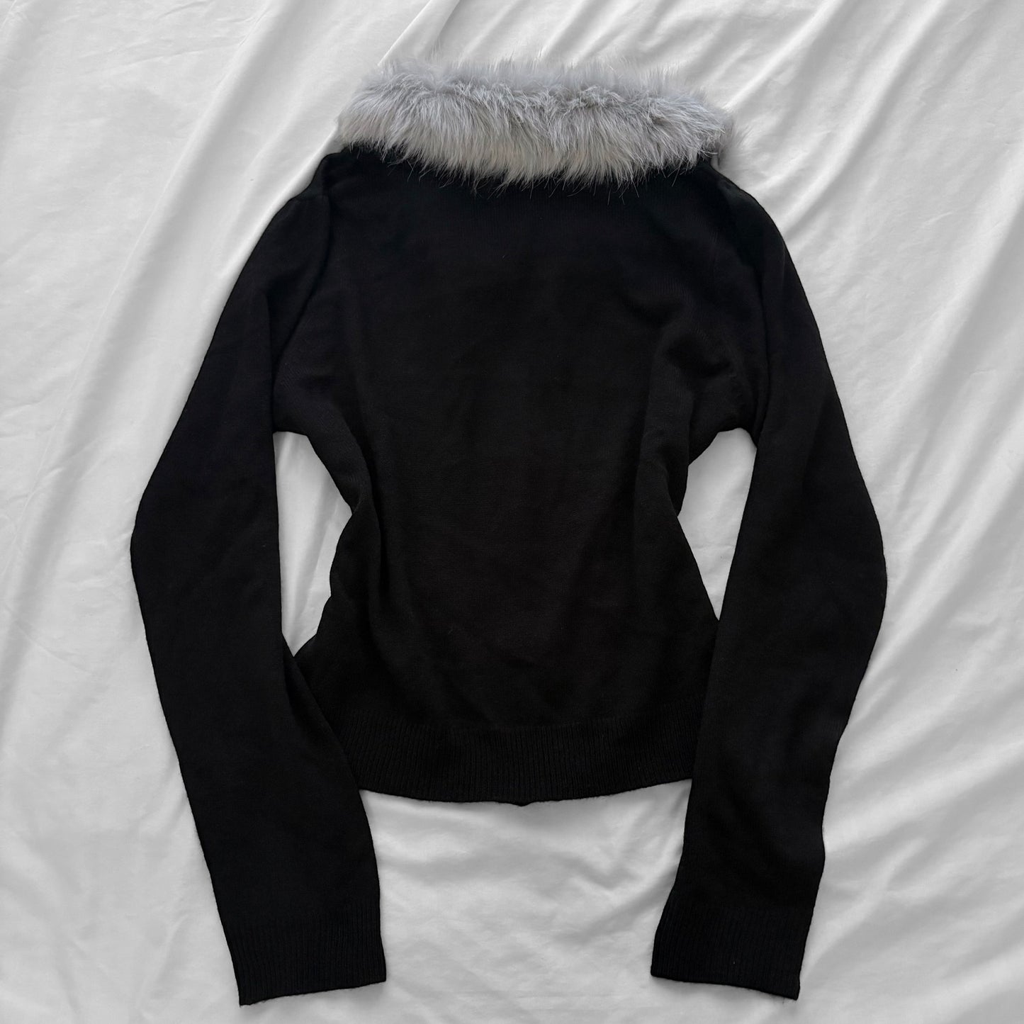 ‘Axes Femme’ Cardigan Top with Faux Fur