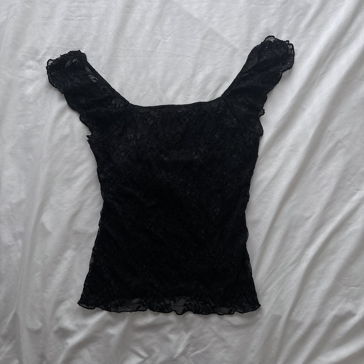Cute Black Lace & Ribbon Top