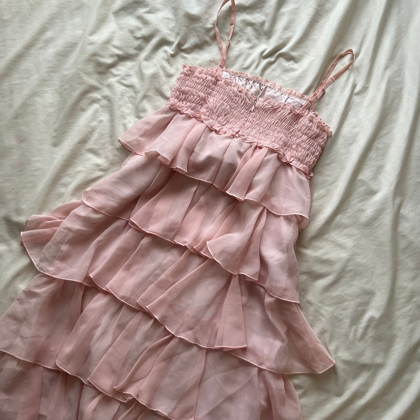 Pink frill layered dress