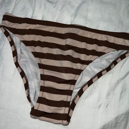 Sparkly striped brown bikini set