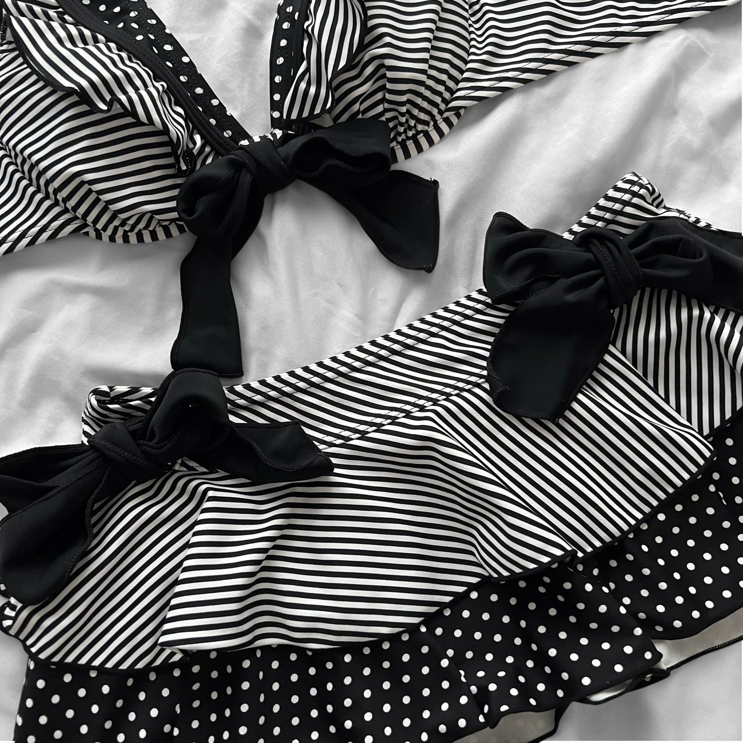 M size•Black dots & stripes bikini Set